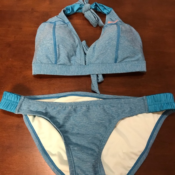 Nike Other - Nike bikini Aqua/Teal Blue w/ Orange Swoosh 8/32D